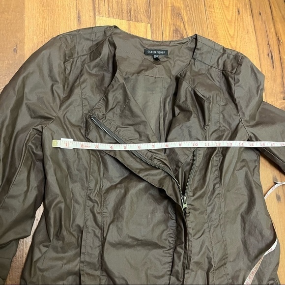 Eileen Fisher Brown Moto Jacket Cotton Size Small L - Picture 6 of 8